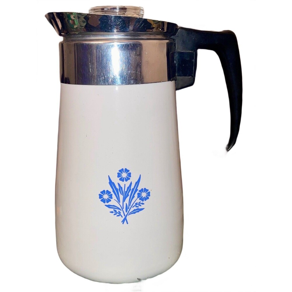 Corningware Blue Cornflower 9 c  Porcelain Pot Carafe With Lid No Basket